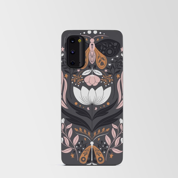 Grey Pink Botanical Butterflies Android Card Case