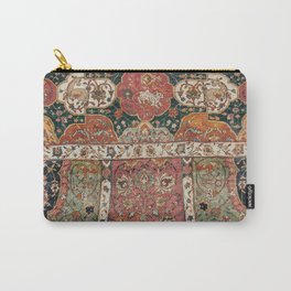 Persian Medallion Rug V // 16th Century Distressed Red Green Blue Flowery Colorful Ornate Pattern Carry-All Pouch