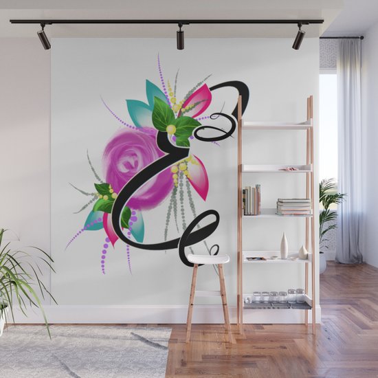 Names Letters Calligraphy Personalised Gift Ideas Letter E Wall Mural By Mariamarinova1 Society6