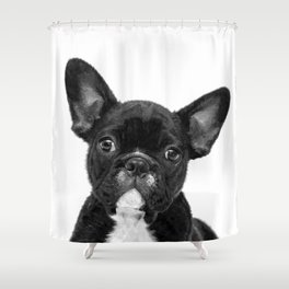 Black and White French Bulldog Shower Curtain