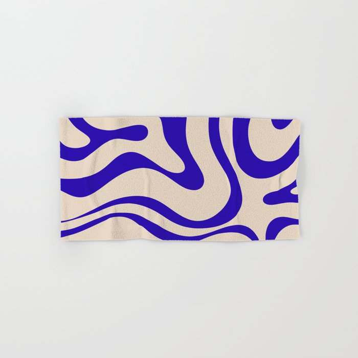 Modern Liquid Swirl Abstract Pattern Square in Cobalt Blue Hand & Bath Towel