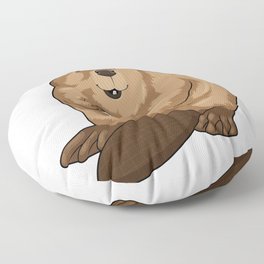 Beaver at Baseball with Baseball ball Floor Pillow