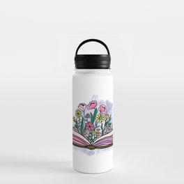 Pretty Floral Book Girly Pink Water Bottle