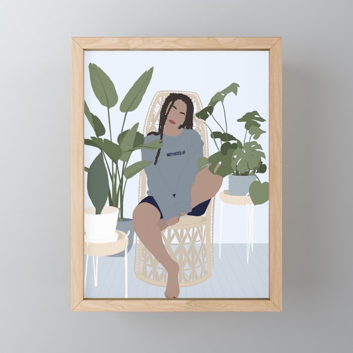 Motivated AF Plant Lady  Framed Mini Art Print