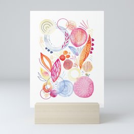 Watercolor Petals and Shapes Mini Art Print