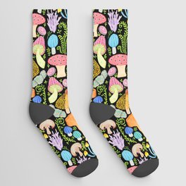 Fairy mushrooms - black Socks