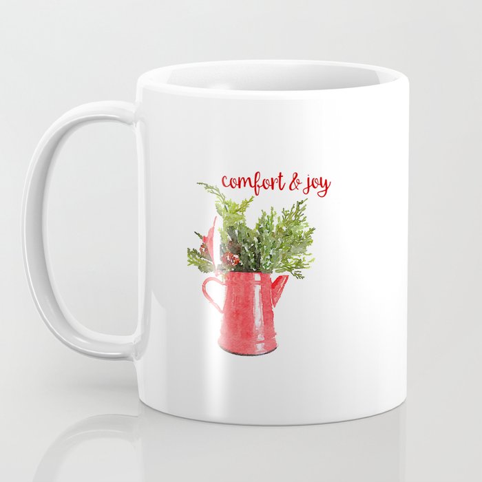 Comfort Joy Red Coffee Pot Coffee Mug By Suttonplacedesigns Society6