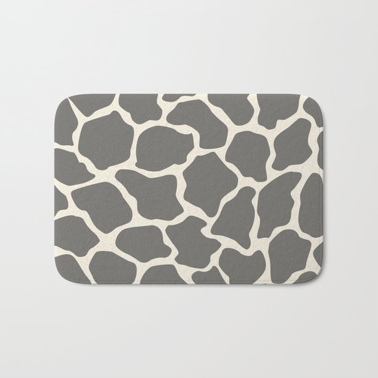 Safari Giraffe Print - Grey & Beige Bath Mat