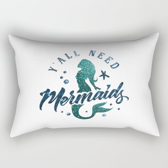 Mermaids - aqua and green glitter design Rectangular Pillow