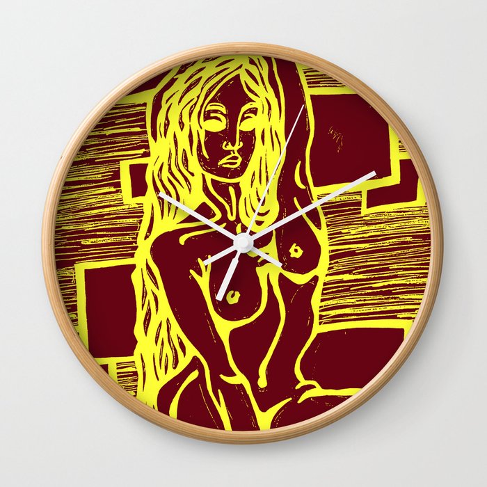 Square nude in chrome Wall Clock