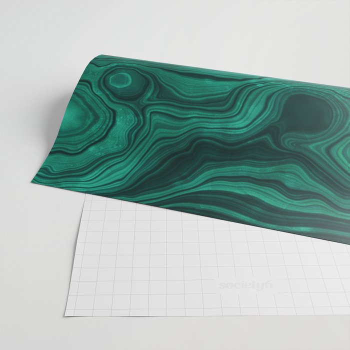 Shiny Silver and Green Malachite Emerald Marble Wrapping Paper | Zazzle