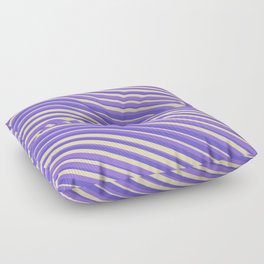 [ Thumbnail: Purple, Slate Blue, and Tan Colored Striped Pattern Floor Pillow ]