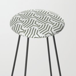 Green and White Geometric Stripe Shape Pattern Pairs BH and G 2022 Color of the Year Laurel Leaf Counter Stool
