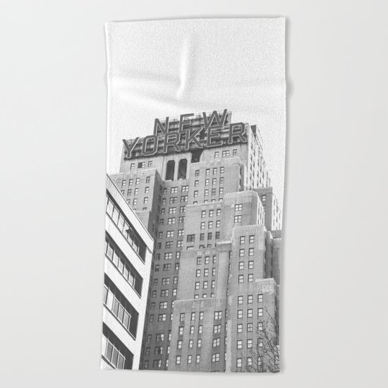 New Yorker Sign - NYC Black and White Beach Towel