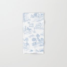 Toile de Jouy Vintage French Soft Baby Blue White Pastoral Pattern Hand & Bath Towel