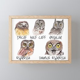 Owl Caffeine Meter -  funny owl coffee Framed Mini Art Print