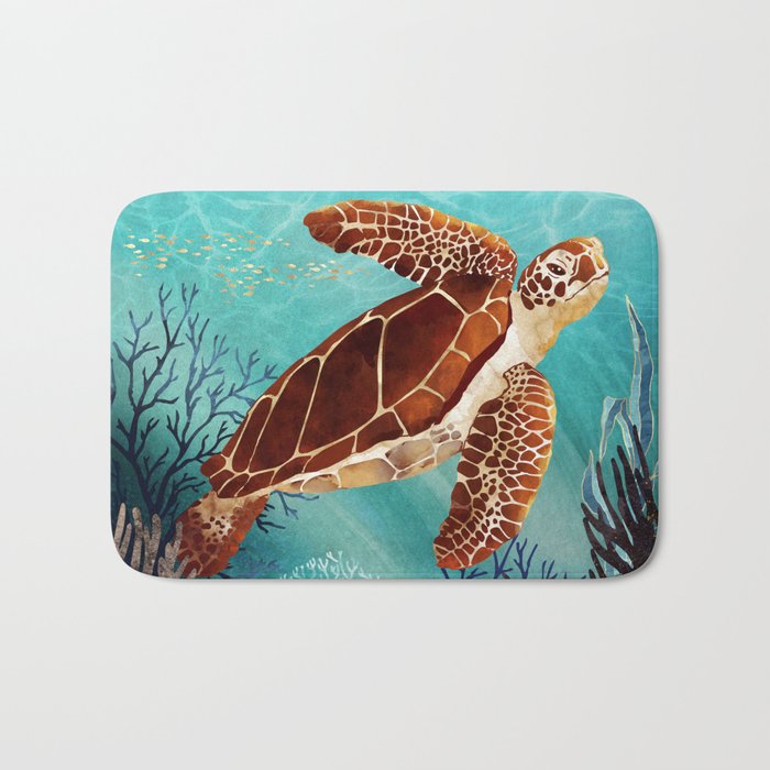 Metallic Sea Turtle Bath Mat