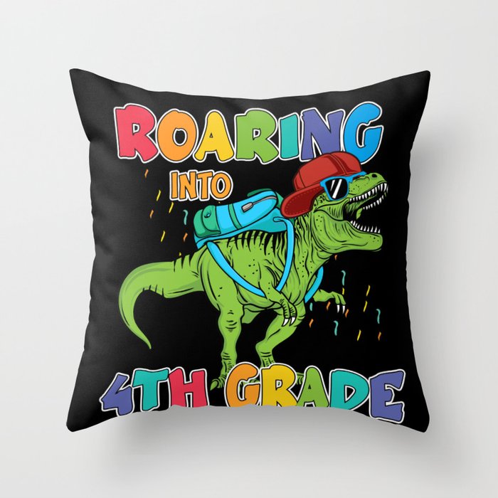 Fourth Grade dinosaur back to school Throw Pillow