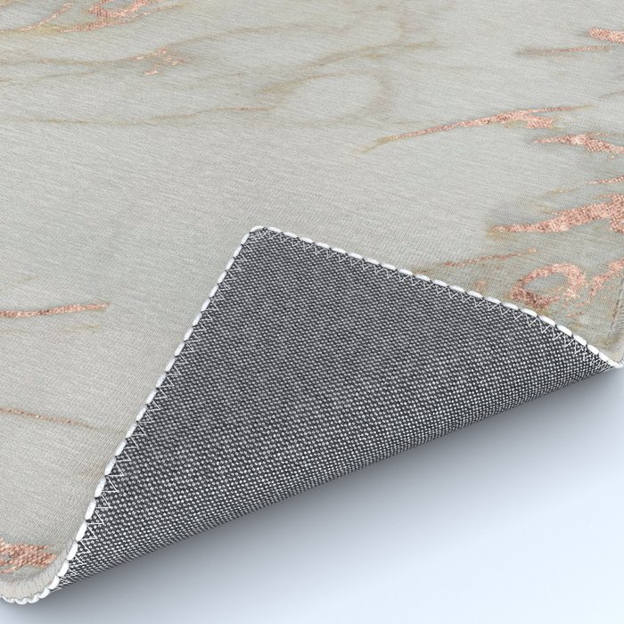 Marble Rose Gold Marble Metallic Blush Pink Rug By