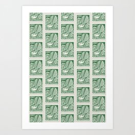 Fantail | New Zealand Fantail | New Zealand Postage Stamp 1/2d Fantail | Vintage Postage Stamps | Art Print