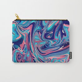 Pink & Blue Marbled Paint Pour Carry-All Pouch