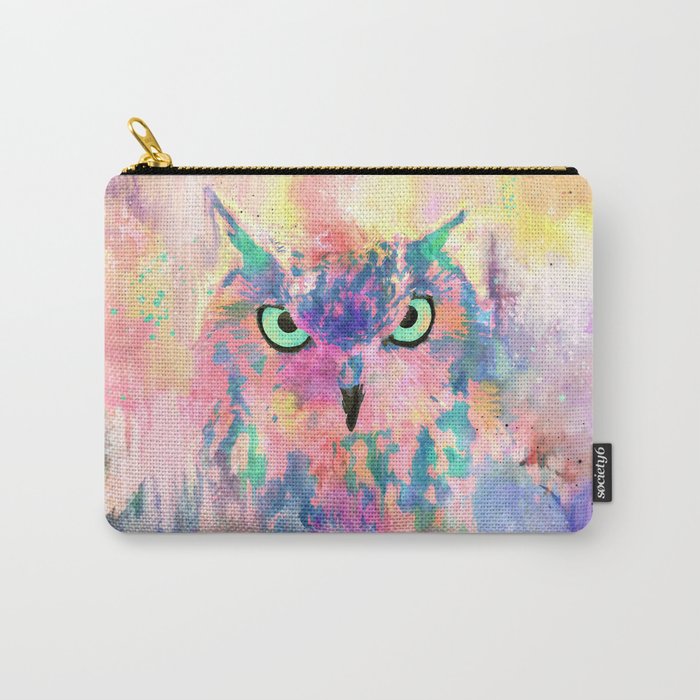 Watercolor eagle owl abstract paint Carry-All Pouch