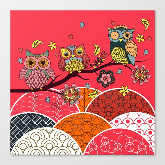 Happy Owls Canvas Print