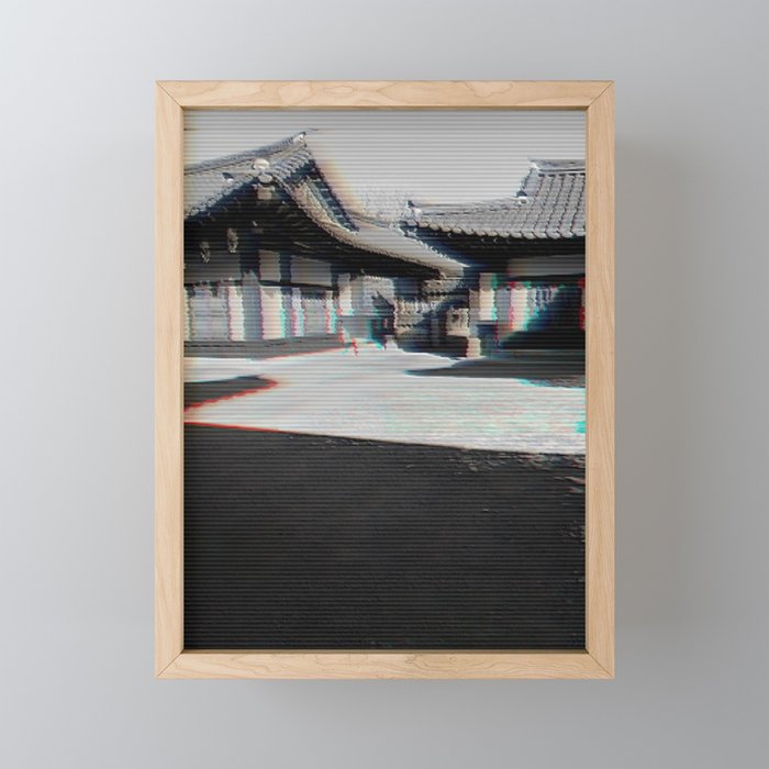 Glitchy Korean House Framed Mini Art Print