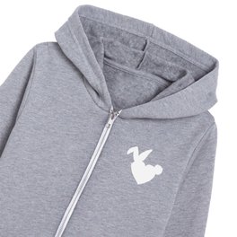 White Heart Bunny  Kids Zip Hoodie