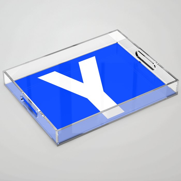 Letter Y (White & Blue) Acrylic Tray