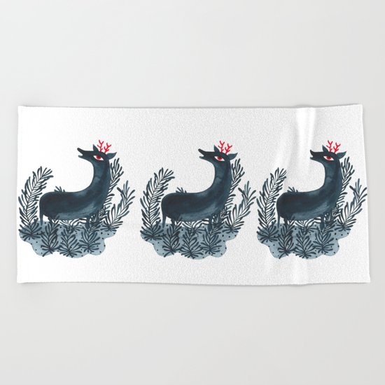 Deep sea deer Beach Towel