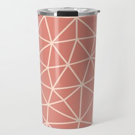 New York Pink & Cream Geometric Triangle Abstract Pattern Design Travel Mug