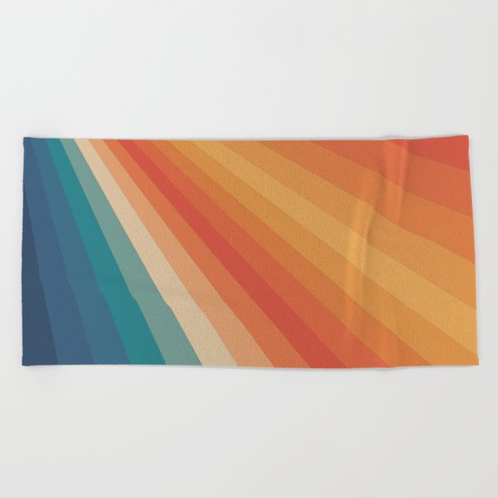 Retro 70s Sunrays Beach Towel