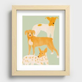 Three Dogs Lined Up - Yellow and Sage Recessed Framed Print