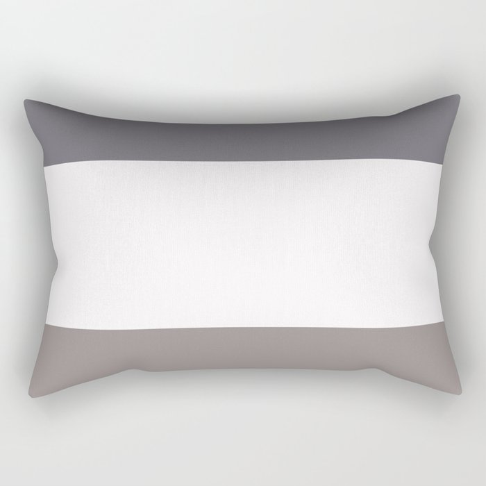 Tricolor Stripes- Taupe, White, Gray Rectangular Pillow