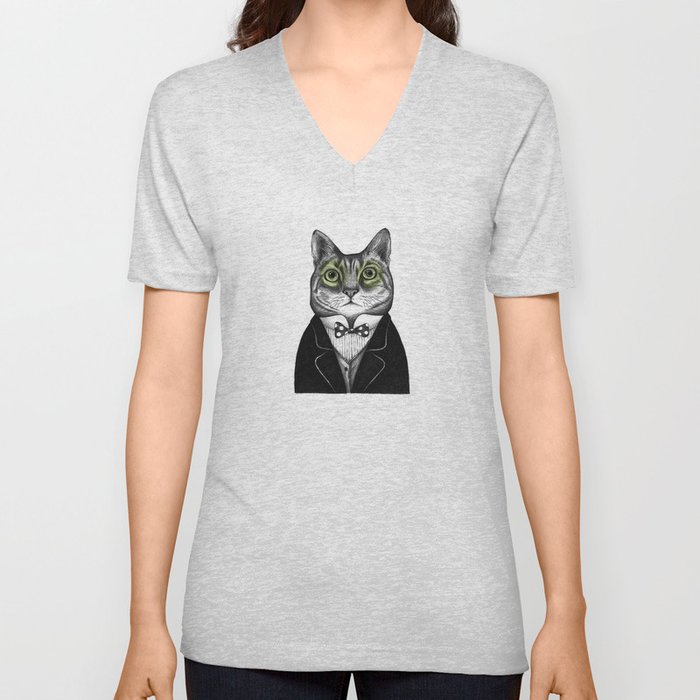 Gentleman cat  V Neck T Shirt