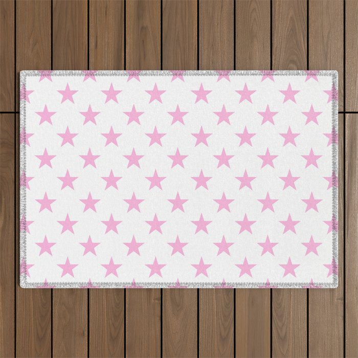 Stars (Pink & White Pattern) Outdoor Rug
