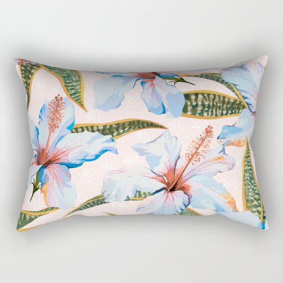 Tropical Pattern - Flowers and Plants Rectangular Pillow