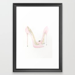 Blush Pink Manolo Blahnik Watercolor Framed Art Print