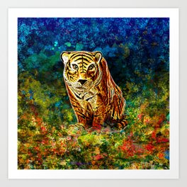 Tiger After The Hunt. Art Print | Katze, Katzen, Tigre, Blackcat, Cat, Animaux, Feline, Kitten, Animal, Lion 