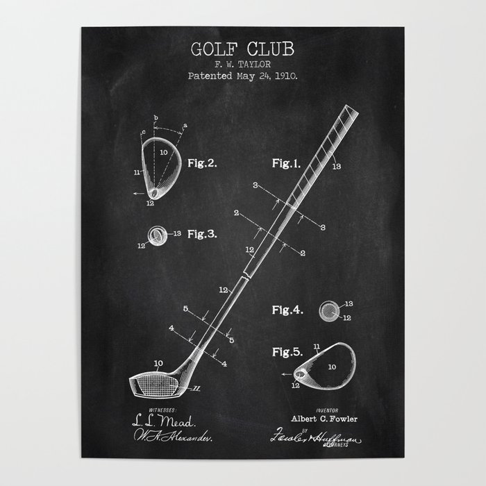 Golf Club chalkboard patent Poster