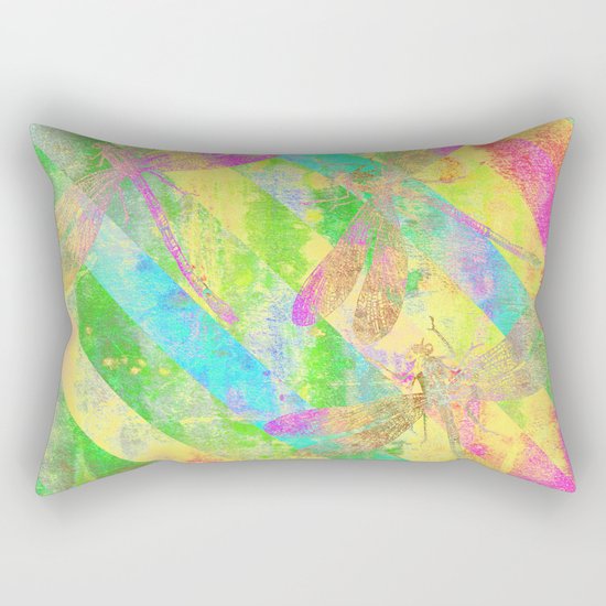 A Dragonflies and Stripes Y Rectangular Pillow