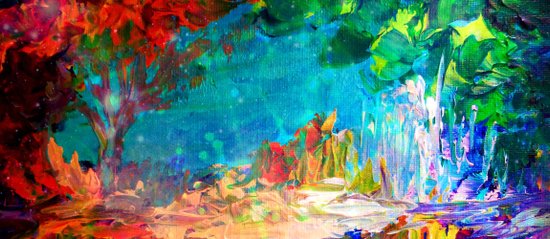 Welcome To Utopia Bold Rainbow Multicolor Abstract Painting Forest