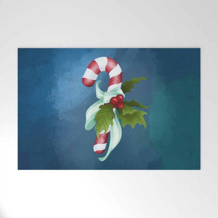 Christmas Night Candy Cane Welcome Mat