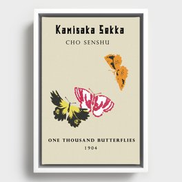 Kamisaka Sekka Vintage Japanese Woodblock Painting Of Butterfly  Framed Canvas