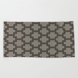 Black and Brown Tessellation Line Pattern 2 - 2022 Popular Colour Fireplace Mantel 0569 Beach Towel