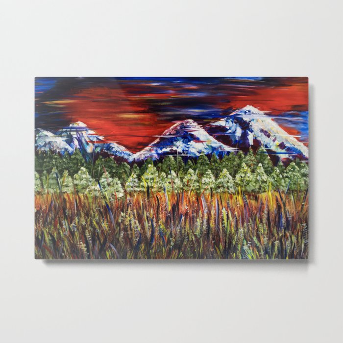 Snowy Mountain Painting, Colorado Painting, Acrylic Landscape Painting, Prairie Landscape, Original  Metal Print