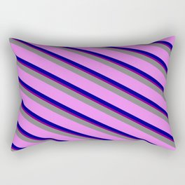 [ Thumbnail: Grey, Violet, Dark Blue & Purple Colored Lined Pattern Rectangular Pillow ]