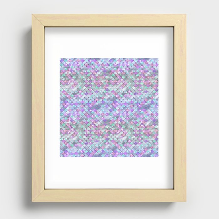 Colorful Mermaid Pattern Glamorous Recessed Framed Print