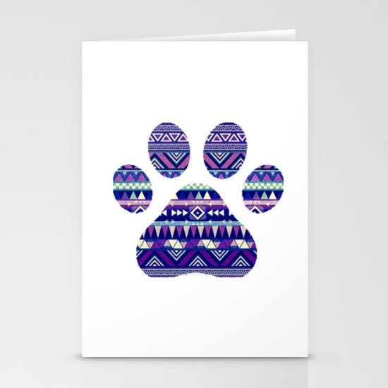 Aztec Paw Print (Dog & Puppy, Animal Lovers) Stationery Cards